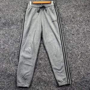 Adidas Mens Essentials Fleece 3-Stripe Sweatpants Grey Black Joggers Size M